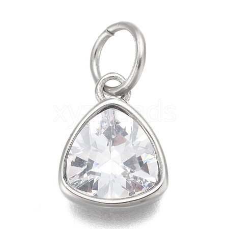 304 Stainless Steel Cubic Zirconia Pendant X-ZIRC-P080-B09-1