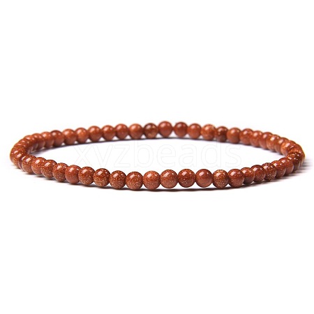 Synthetic Goldstone Beads Stretch Bracelets XZ8284-6-1