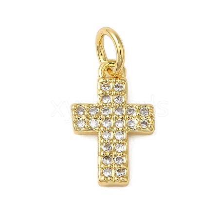 Rack Plating Brass Micro Pave Cubic Zirconia Charms KK-P279-10G-1