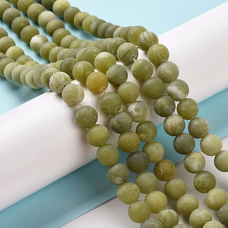 Round Frosted Natural TaiWan Jade Bead Strands G-M248-10mm-02-1