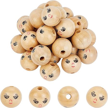 Fingerinspire 30Pcs Natural Wood Beads WOOD-FG0001-15A-1