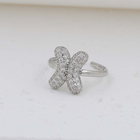 Brass Micro Pave Clear Cubic Zirconia Cuff Rings FS-WG17FF6-24-1