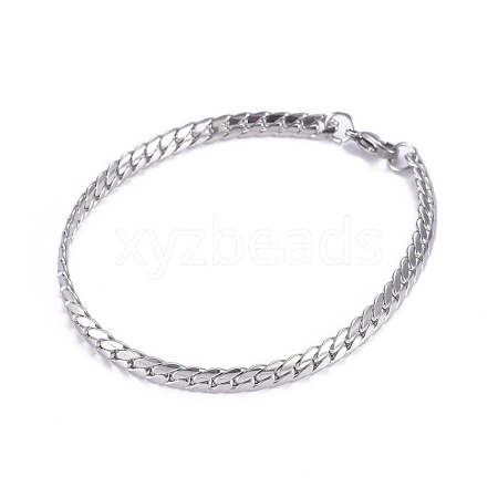 Tarnish Resistant Men's 304 Stainless Steel Cuban Link Chain Bracelets BJEW-G631-07P-1