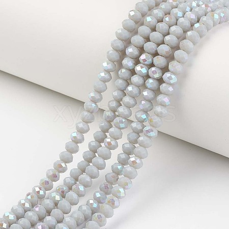 Electroplate Opaque Solid Color Glass Beads Strands X1-EGLA-A034-P6mm-L16-1