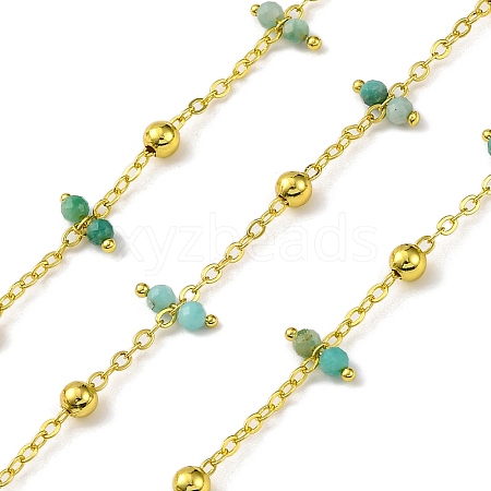 Handmade Faceted Natural Amazonite Beaded Chains CHC-L050-02G-08-1