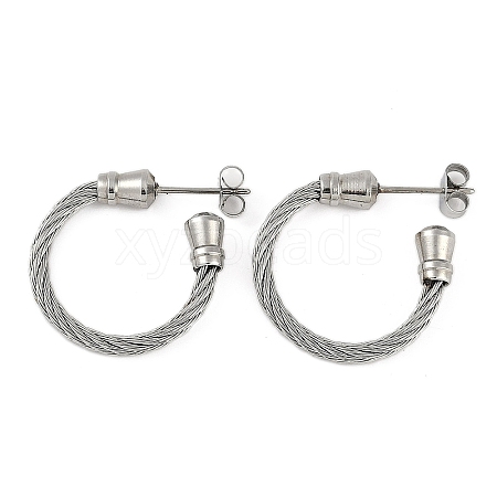 304 Stainless Steel Twist Stud Earrings for Women EJEW-M023-06C-1