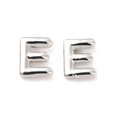 Brass Hollow Out Initial Letter Stud Earrings for Women EJEW-A044-01P-E-1