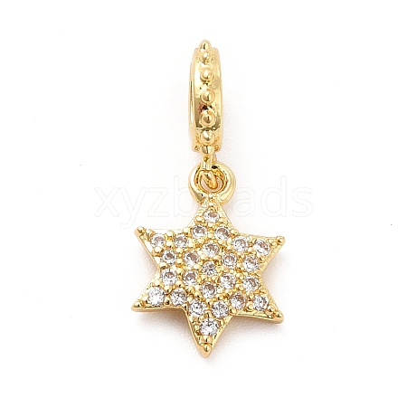 Rack Plating Brass Micro Pave Cubic Zirconia European Dangle Charms KK-K270-11G-1