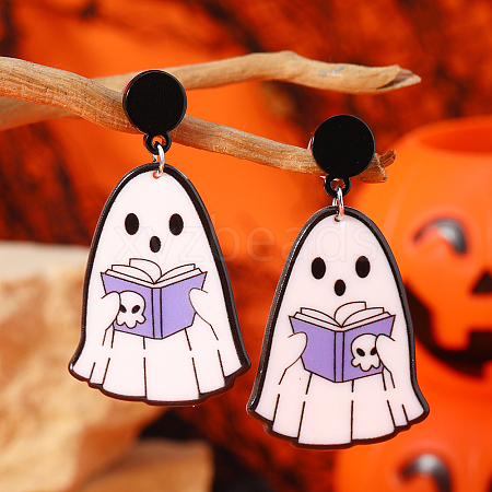 Cute White Ghost Stud Earrings AU5426-1-1