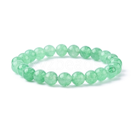 Dyed Natural Green Aventurine Beads Stretch Bracelets X-BJEW-Q305-1