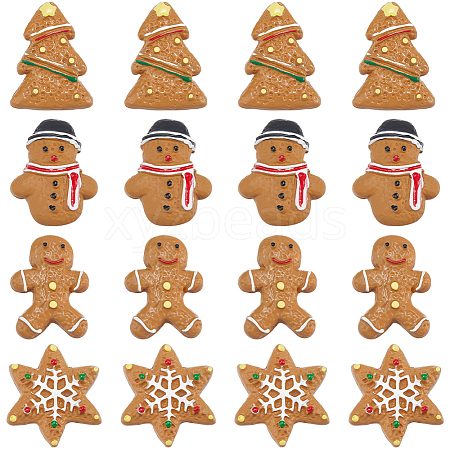 48Pcs 4 Styles Christmas Plastic Cabochons FIND-SC0011-29-1