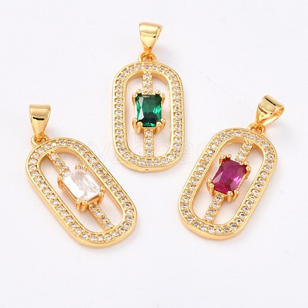 Real 18K Gold Plated Brass Micro Pave Cubic Zirconia Pendants ZIRC-L100-083G-1