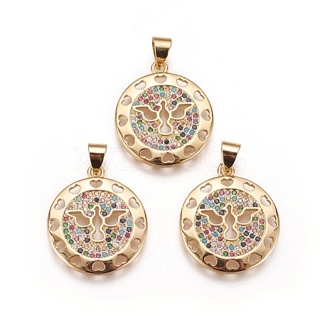 Brass Micro Pave Cubic Zirconia Pendants KK-K237-06G-1