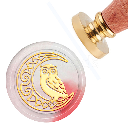 Brass Wax Seal Stamp with Handle AJEW-WH0184-0028-1