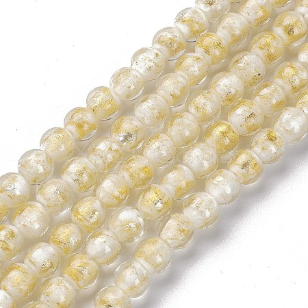 Handmade Gold Sand Lampwork Beads Strands LAMP-C010-01C-1