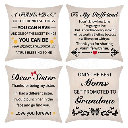 Burlap Customization Pillow Covers Set AJEW-WH0124-009-1