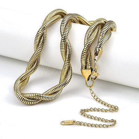 304 Stainless Steel Double Layer Round Snake Chain Necklaces NJEW-K387-01G-1