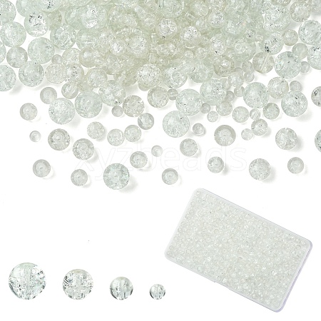 400Pcs 4 Styles Spray Painted Crackle Glass Beads CCG-YW0001-20E-1