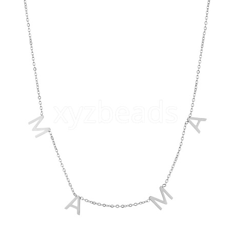 Non-Tarnish Stainless Steel Word MAMA Pendant Necklace with Cable Chains for Mother's Day LETT-PW0002-10A-1