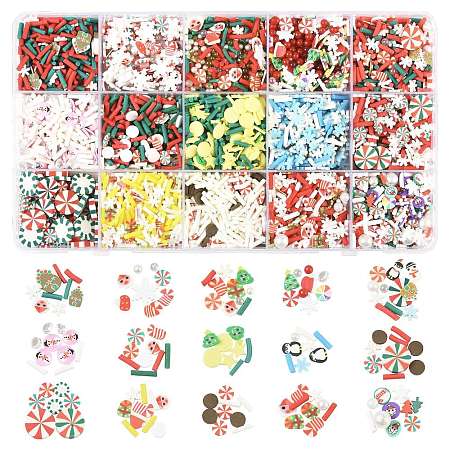 128G Christmas Theme Handmade Polymer Clay Cabochons CLAY-FS0001-51-1