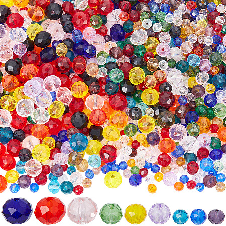 1000Pcs Faceted Rondelle Transparent Glass Beads GLAA-SP0001-28-1