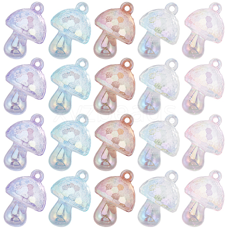 24Pcs 6 Colors Bubble Style Transparent Acrylic Pendants MUSH-SC0001-01-1
