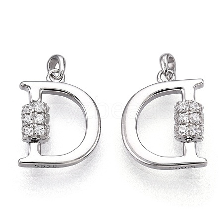 Rhodium Plated 925 Sterling Silver Micro Pave Cubic Zirconia Charms STER-T004-12P-1