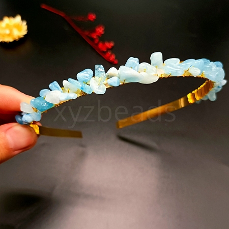 Natural Aquamarine Hair Bands PW-WGC1C33-46-1