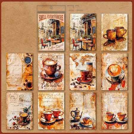 6 Styles Coffee Pattern Sealing Stickers DIY-Z038-12E-1