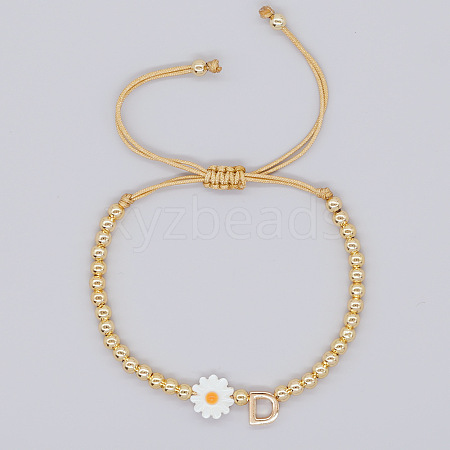 Golden Tone Daisy Braided Bead Bracelets WY1454-4-1