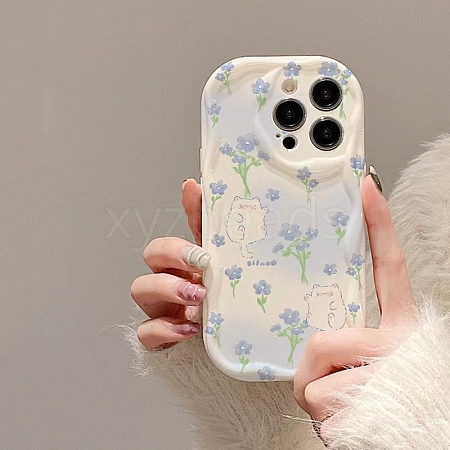 Tulip Cat Pattern TPU Plastic Mobile Phone Cover PW-WGD8F46-05-1