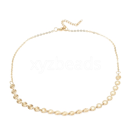 PVD Vacuum Plating 304 Stainless Steel Flat Round Link Chain Necklaces NJEW-M187-03G-1