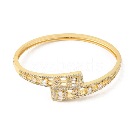 Clear Cubic Zirconia Cuff Bangle BJEW-L681-001G-1