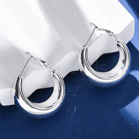 304 Stainless Steel Teardrop Hoop Earrings for Women EJEW-A125-30S-1