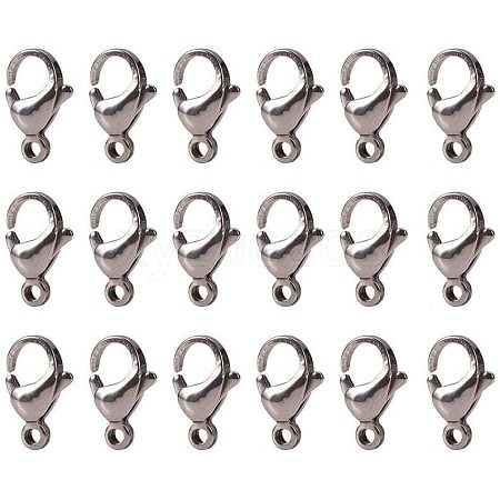 304 Stainless Steel Lobster Claw Clasps STAS-PH0010-08-WH-1