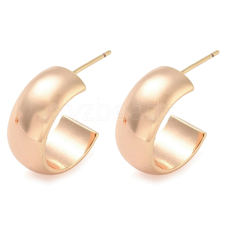 Rack Plating C-Shaped Brass Stud Earrings EJEW-M090-04G-1