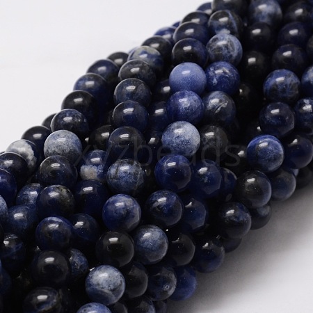 Natural Sodalite Round Beads Strands X-G-E329-6mm-39-1