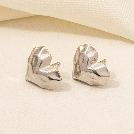 304 Stainless Steel Vintage Heart Shaped Stud Earrings for Women DU8924-9-1