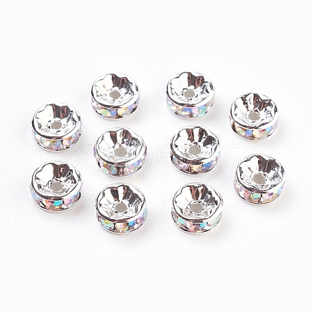 Brass Rhinestone Spacer Beads X-RB-A014-Z8mm-28S-NF-1