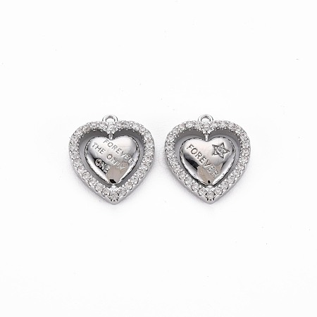 Brass Micro Pave Clear Cubic Zirconia Charms KK-S356-737-1