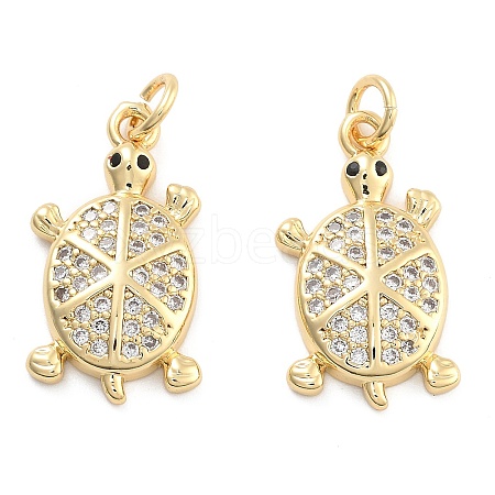 Brass Pave Clear Cubic Zirconia Pendants KK-U009-12B-G-1