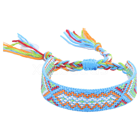 Polyester-cotton Braided Rhombus Pattern Cord Bracelet FIND-PW0013-001A-18-1
