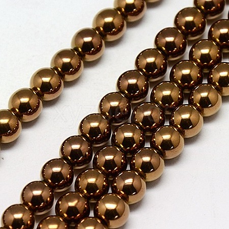 Electroplate Non-magnetic Synthetic Hematite Beads Strands G-J169A-6mm-01-1