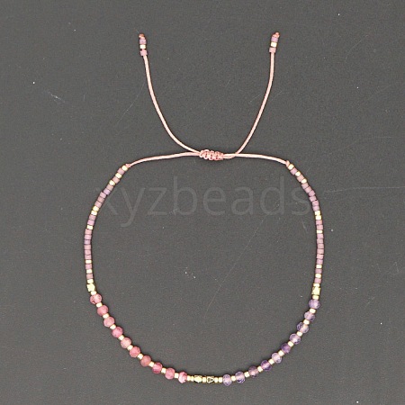 Adjustable Glass Seed Bead Braided Bead Bracelets for Women VT9382-48-1