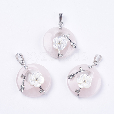 Natural Rose Quartz Pendants G-F546-A10-1