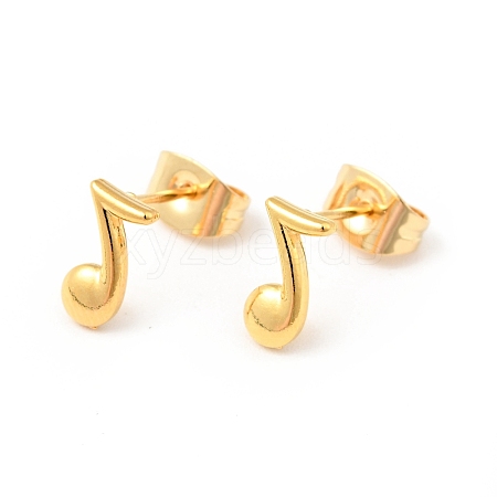 304 Stainless Steel Tiny Musical Note Stud Earrings with 316 Stainless Steel Pins for Women EJEW-J043-20G-1