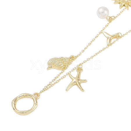 Bohemian Summer Beach Style 18K Gold Plated Shell Shape Initial Pendant Necklaces IL8059-15-1