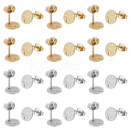 Unicraftale 40Pcs 2 Colors 304 Stainless Steel Stud Earring Findings STAS-UN0056-08-1