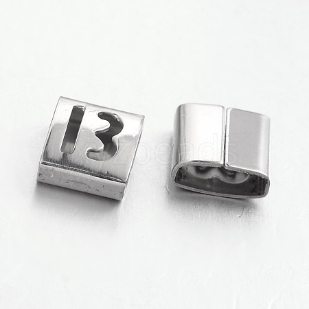 Tarnish Resistant Letter Style 201 Stainless Steel Square Slide Charms STAS-L132-12-1