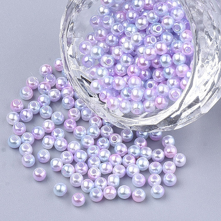 Rainbow ABS Plastic Imitation Pearl Beads OACR-Q174-10mm-01-1